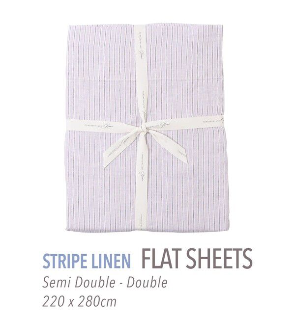 TOMORROWLAND HOME「ストライプリネン フラットシーツ（セミダブル～ダブル）」|その他|74 パープル系