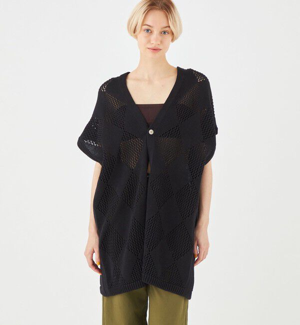 MACPHEE「アーガイルメッシュ Vネックカーディガン」|カーディガン|