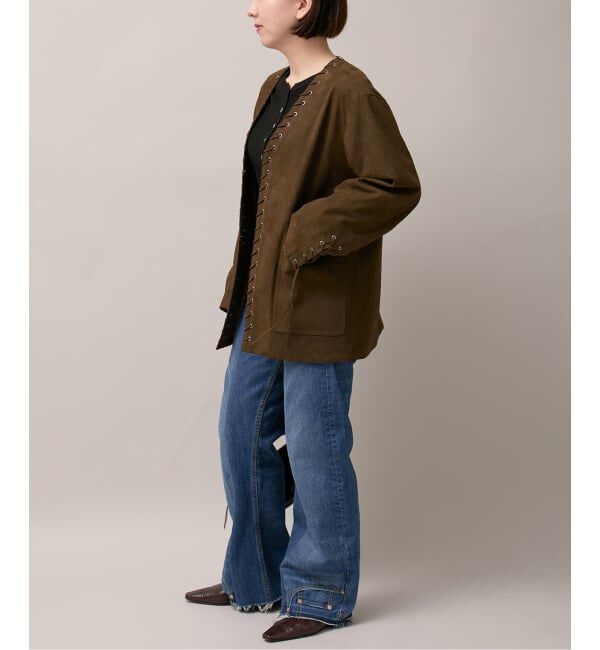  「SUEDE-LIKE LACEUP JACKET」|ノーカラージャケット|