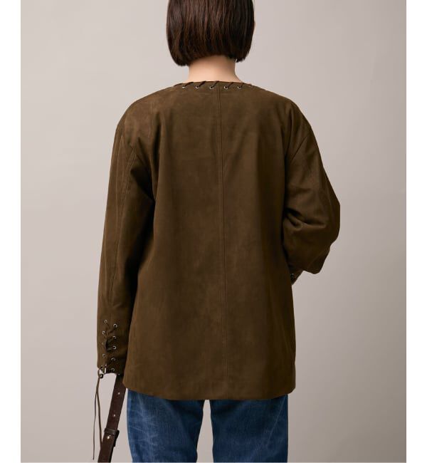  「SUEDE-LIKE LACEUP JACKET」|ノーカラージャケット|