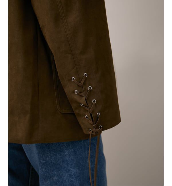  「SUEDE-LIKE LACEUP JACKET」|ノーカラージャケット|