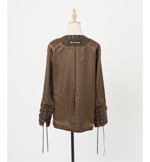  「SUEDE-LIKE LACEUP JACKET」|ノーカラージャケット|