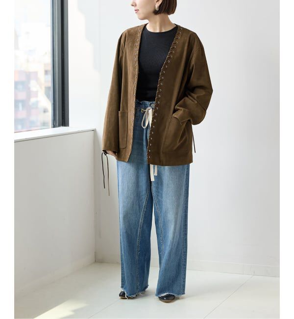 「SUEDE-LIKE LACEUP JACKET」|ノーカラージャケット|