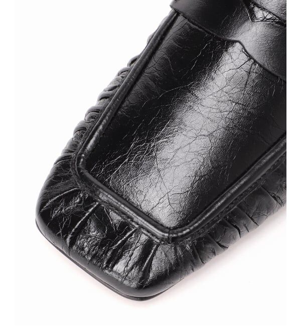 GRISE「《予約》GRISEレザースクエアギャザーローファー」|ローファー|