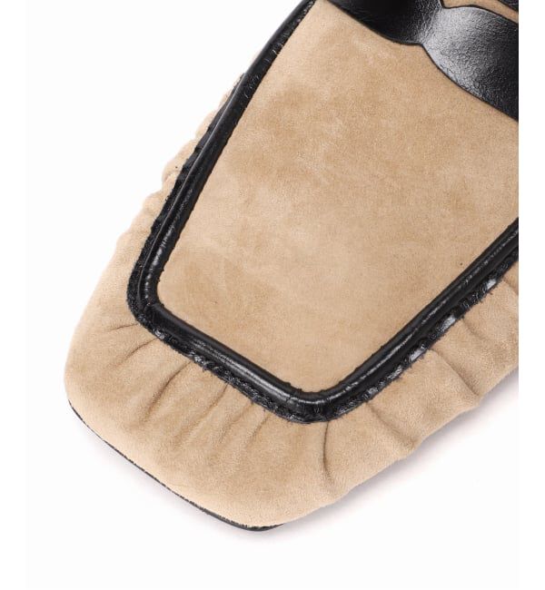 GRISE「《予約》GRISEレザースクエアギャザーローファー」|ローファー|