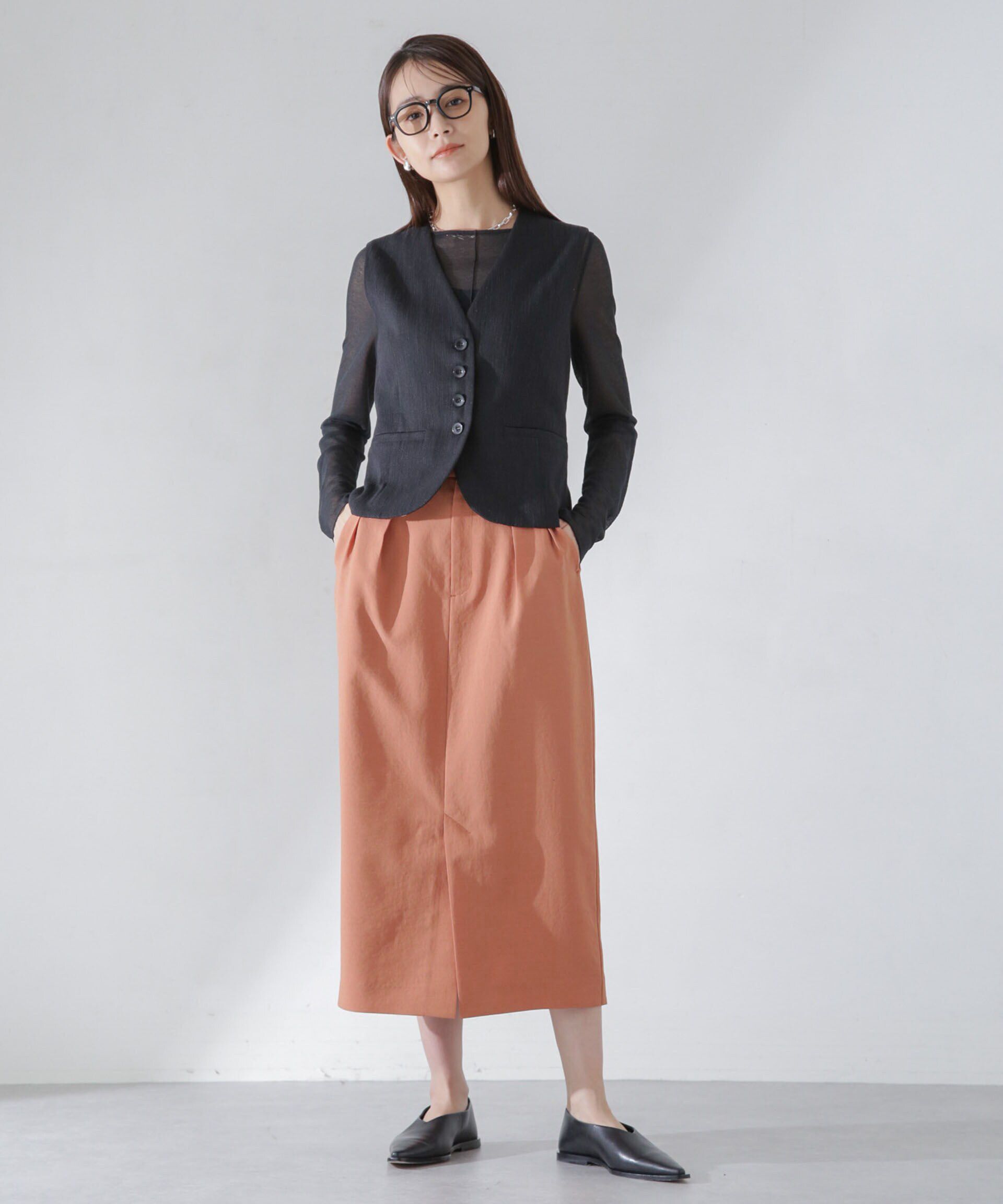 nano･universe「<洗濯機使用可><ﾉﾝｱｲﾛﾝ>ﾒﾗﾝｼﾞﾄﾞﾗｲ ｿﾌﾄｺｸｰﾝｽｶｰ  」|スカート|