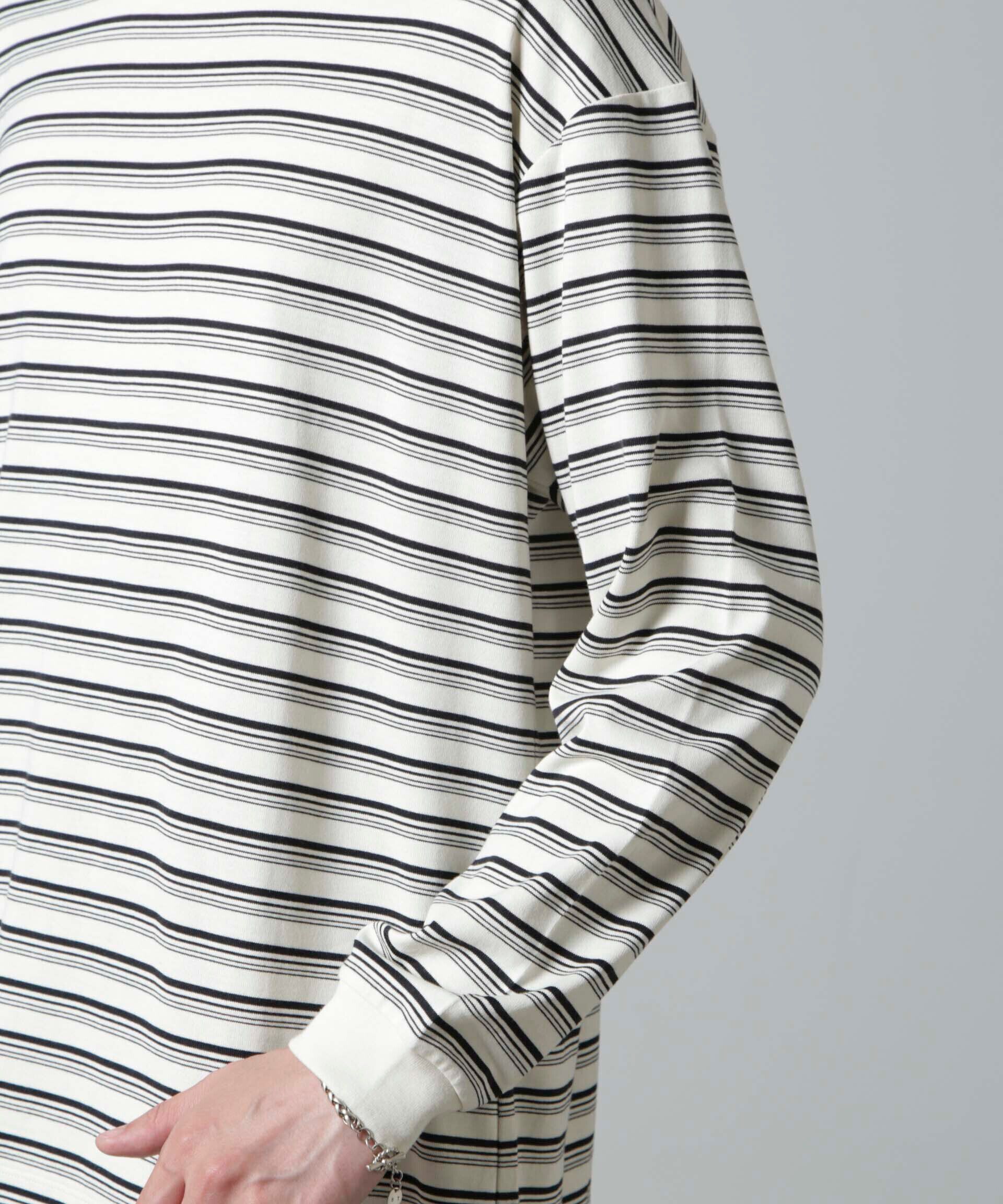 nano･universe「Anti Soaked(R)  ランダムボーダークルーネックTシャツ 長袖」|Tシャツ・カットソー|