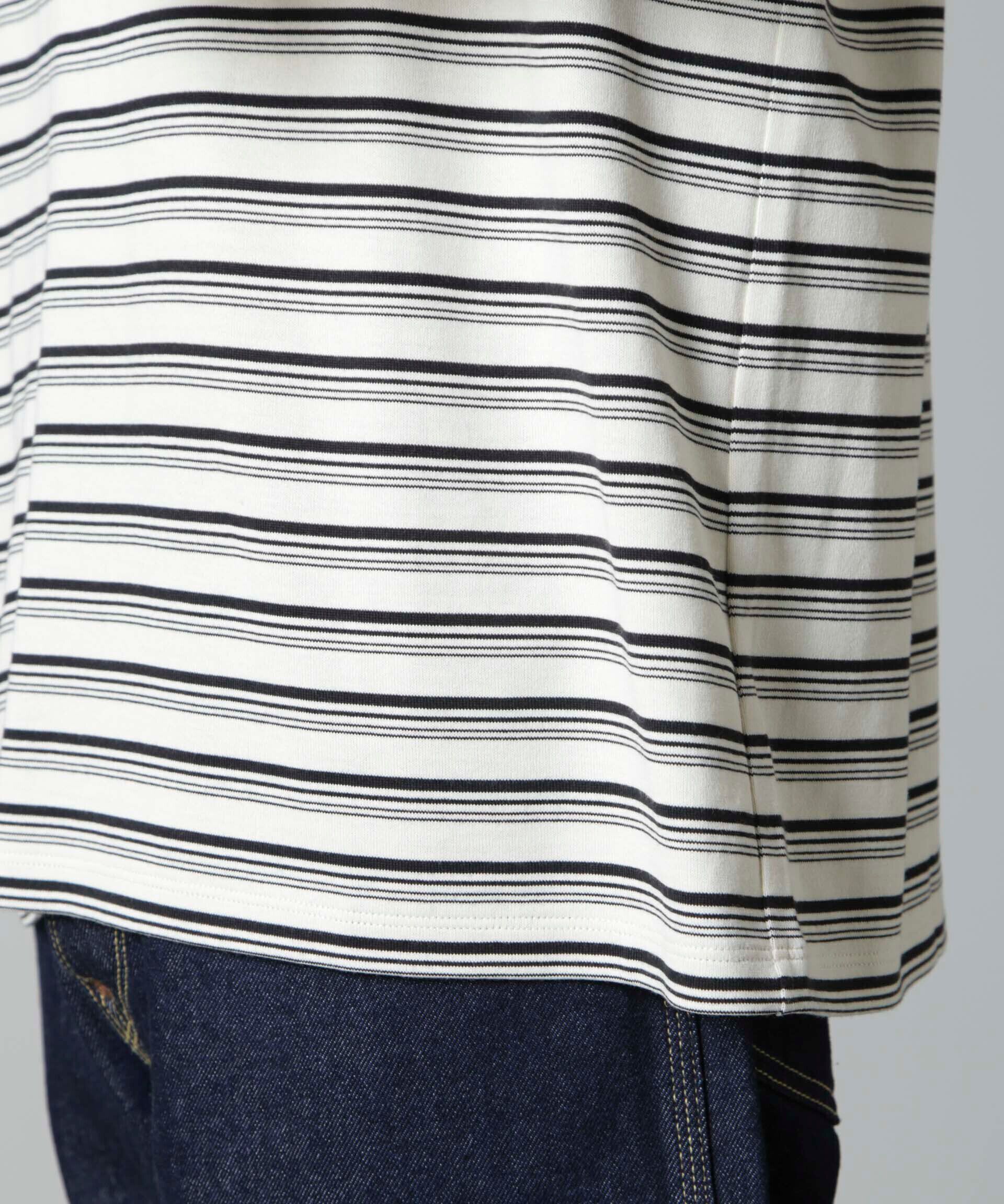 nano･universe「Anti Soaked(R)  ランダムボーダークルーネックTシャツ 長袖」|Tシャツ・カットソー|