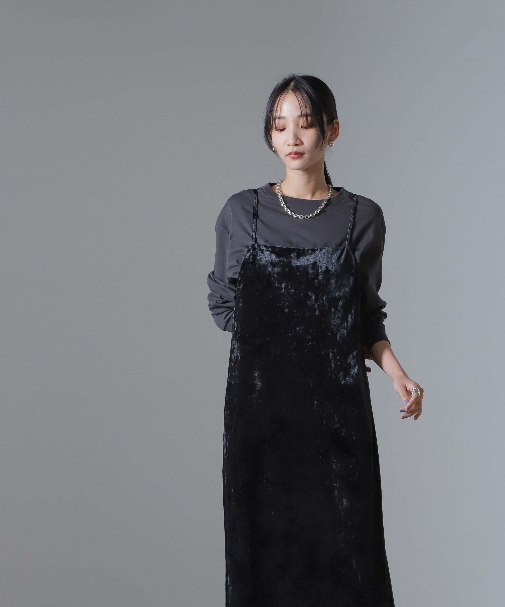 nano･universe「ベロアキャミソールワンピース（セットアップ可）」|ワンピース|