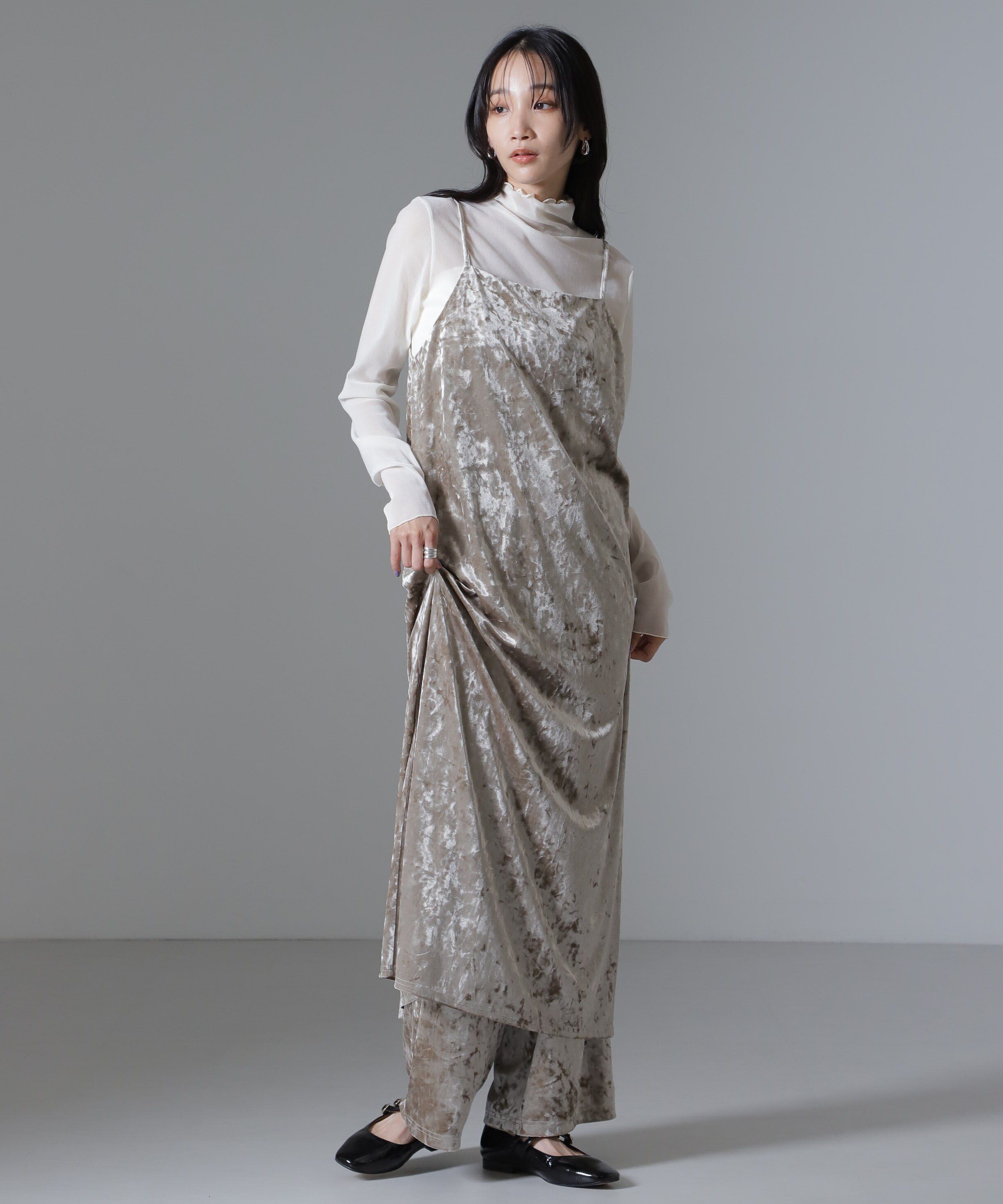 nano･universe「ベロアキャミソールワンピース（セットアップ可）」|ワンピース|