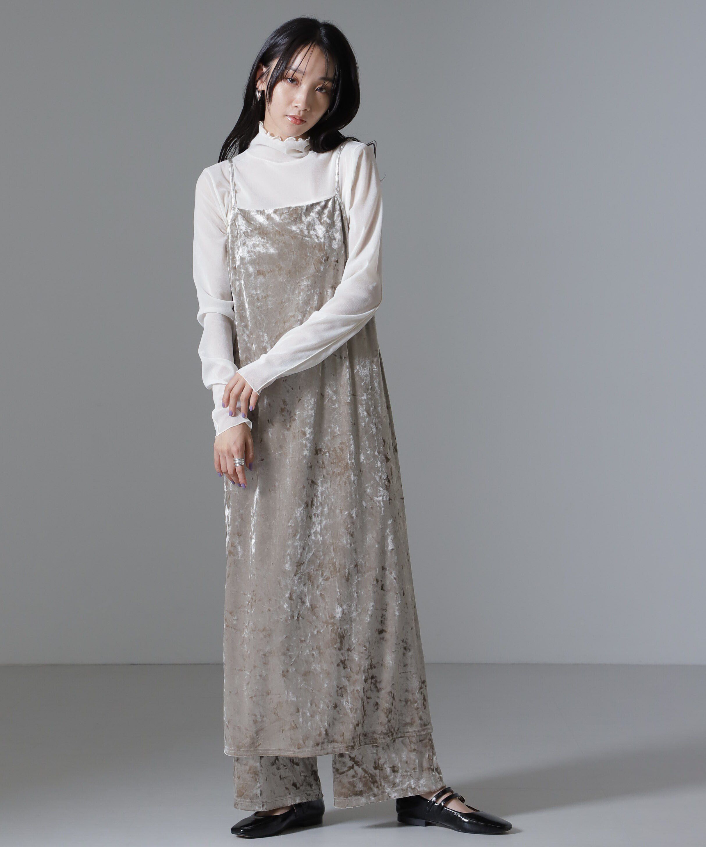 nano･universe「ベロアキャミソールワンピース（セットアップ可）」|ワンピース|