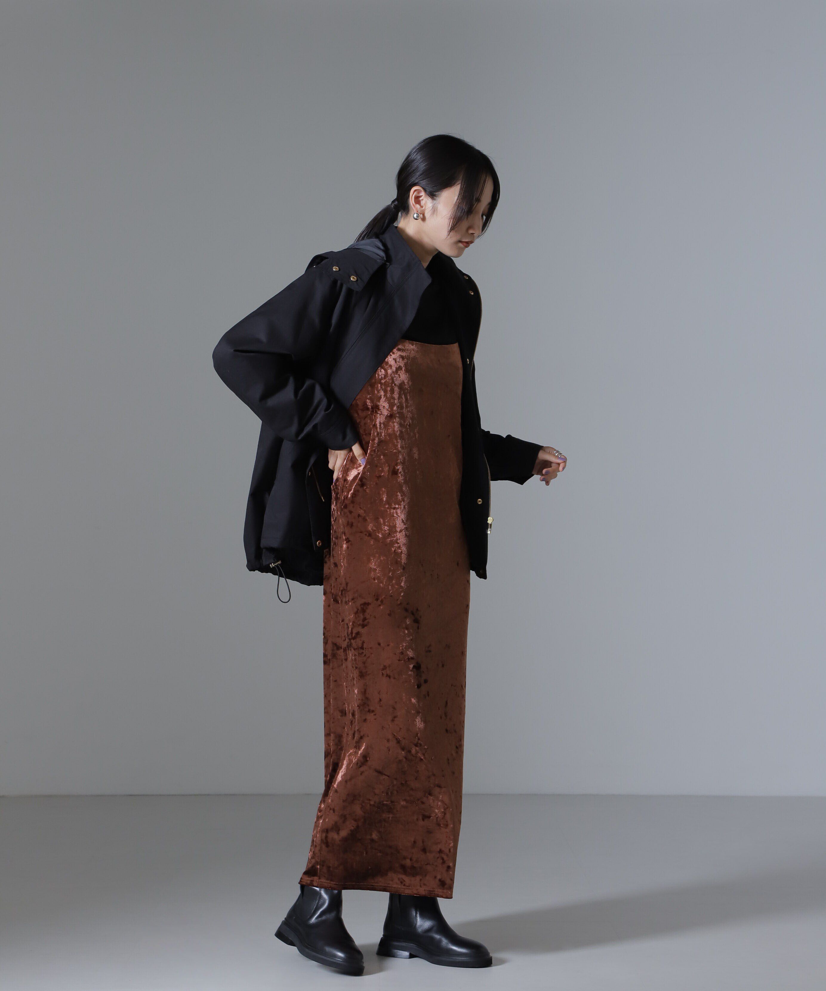 nano･universe「ベロアキャミソールワンピース（セットアップ可）」|ワンピース|