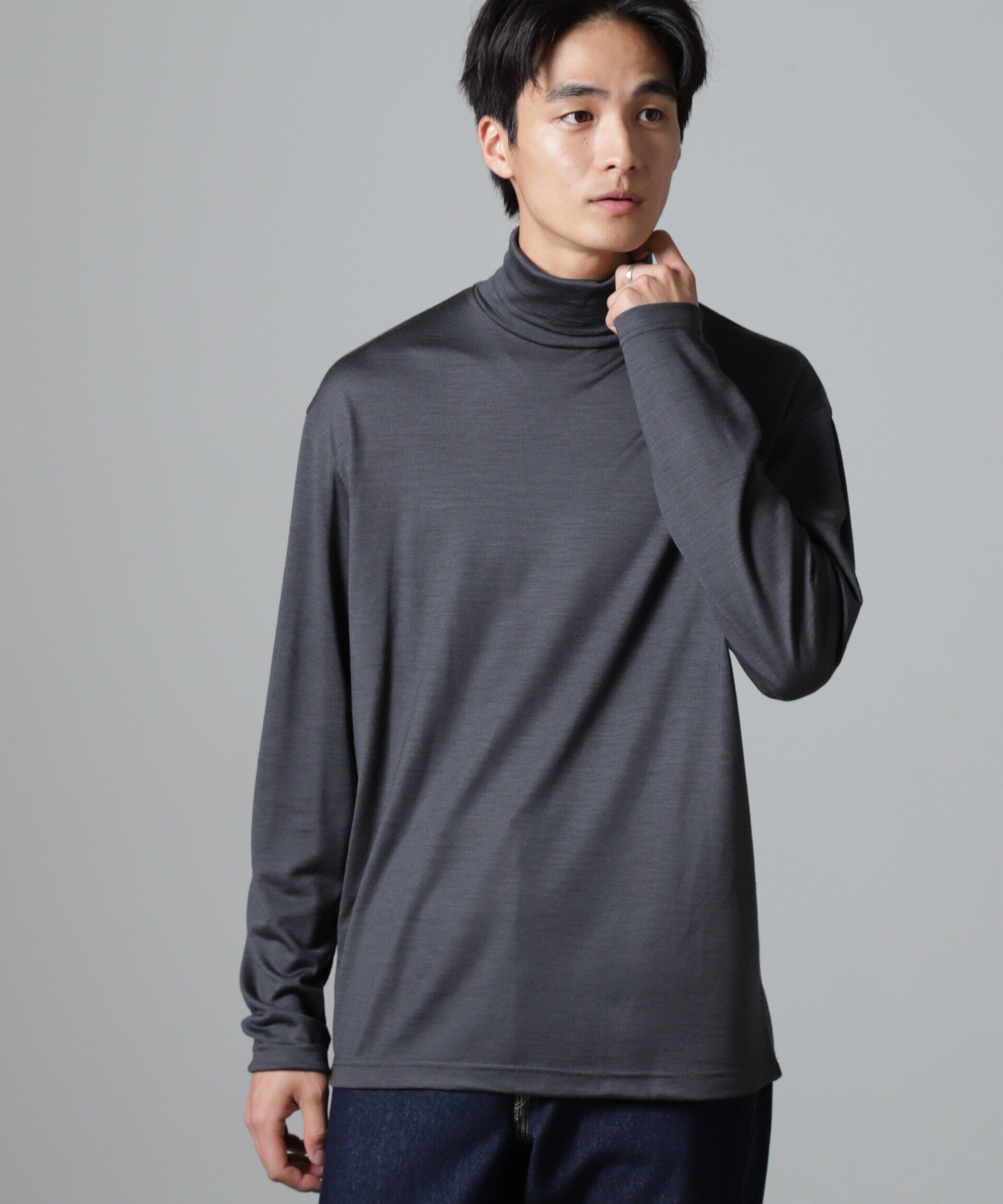 nano･universe「「100%ウォッシャブルウール」タートルネック」|Tシャツ・カットソー|グレー