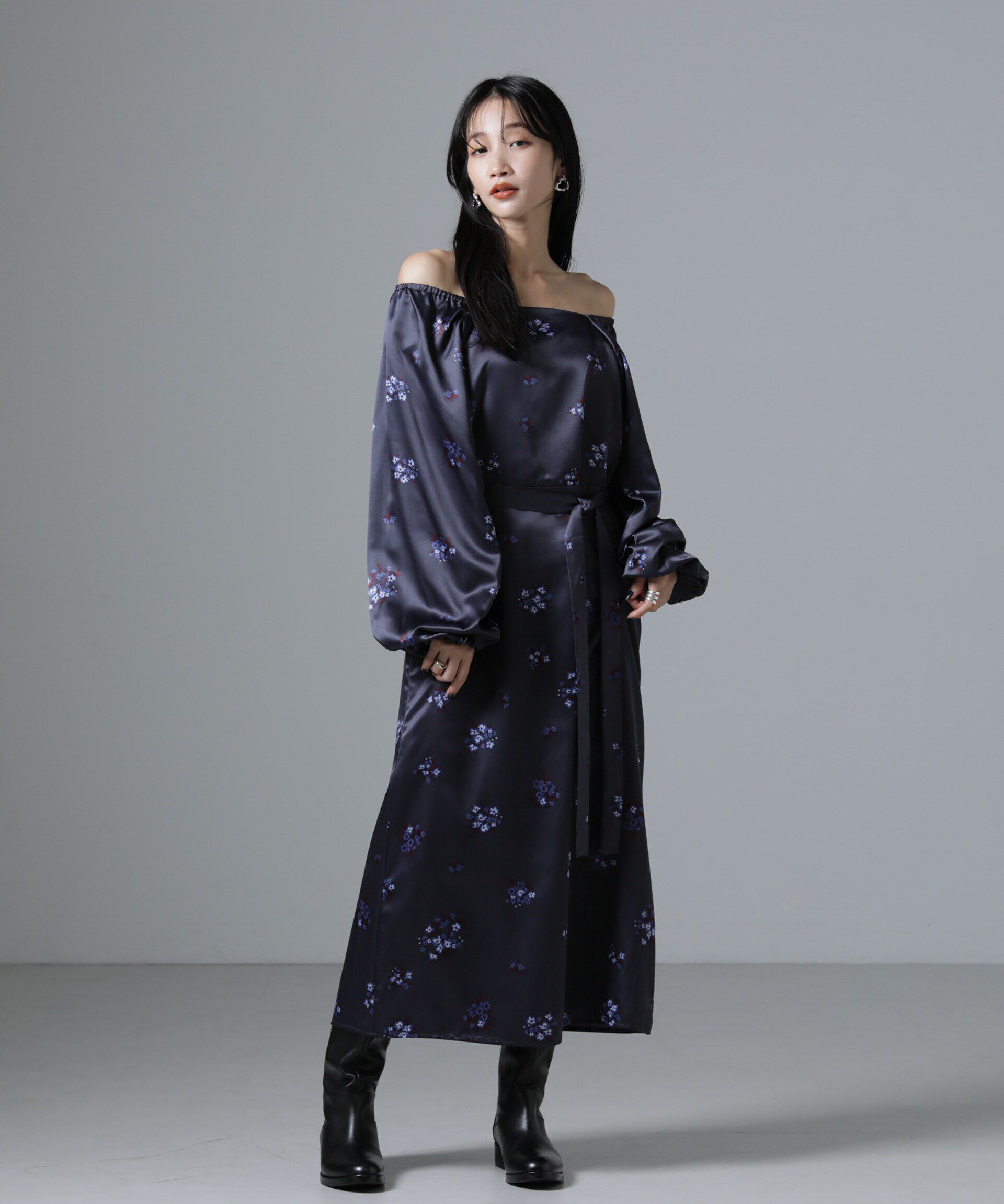 nano･universe「オフショル2WAYフラワープリントワンピース」|ワンピース|