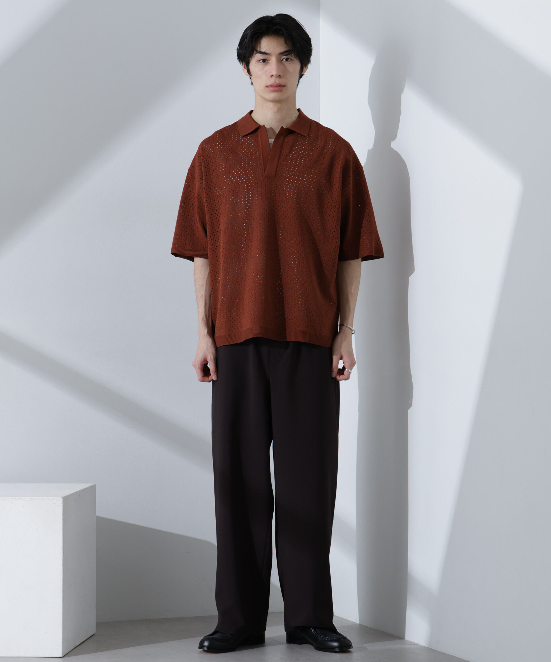 nano･universe「スキッパーテックニットポロシャツ/半袖」|ニット・セーター|