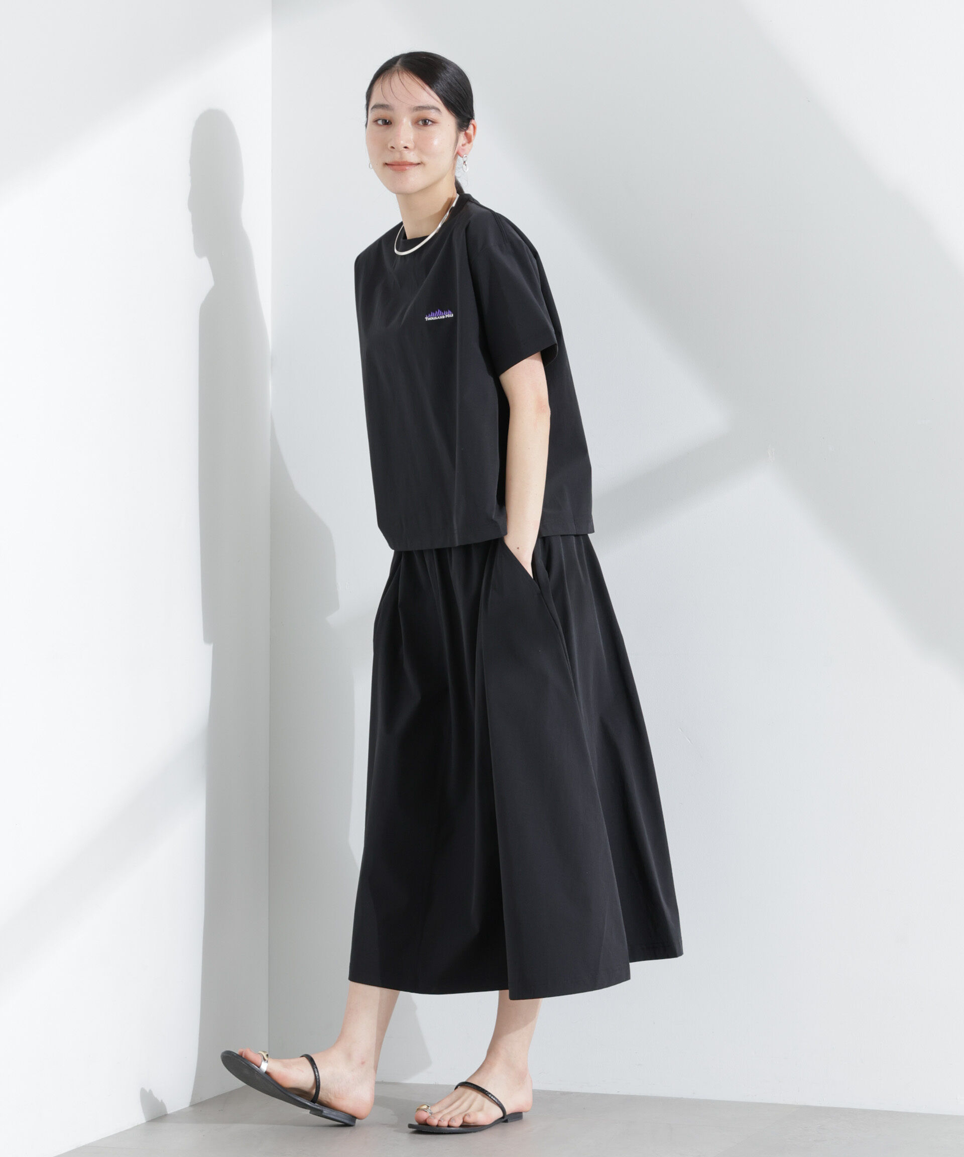 nano･universe「THOUSAND MILE/ショートスリーブTシャツ スカートセット」|スカート|ブラック