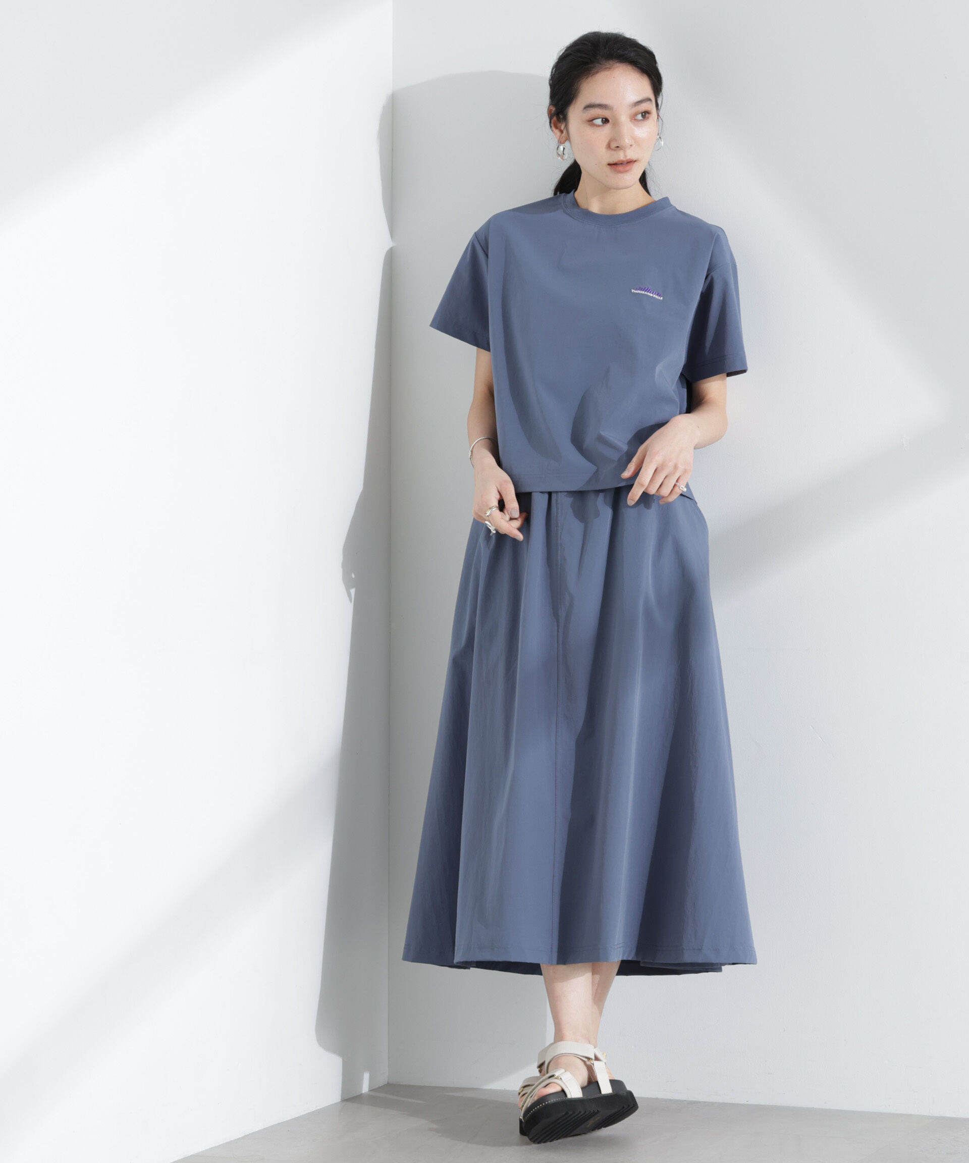 nano･universe「THOUSAND MILE/ショートスリーブTシャツ スカートセット」|スカート|ブルー