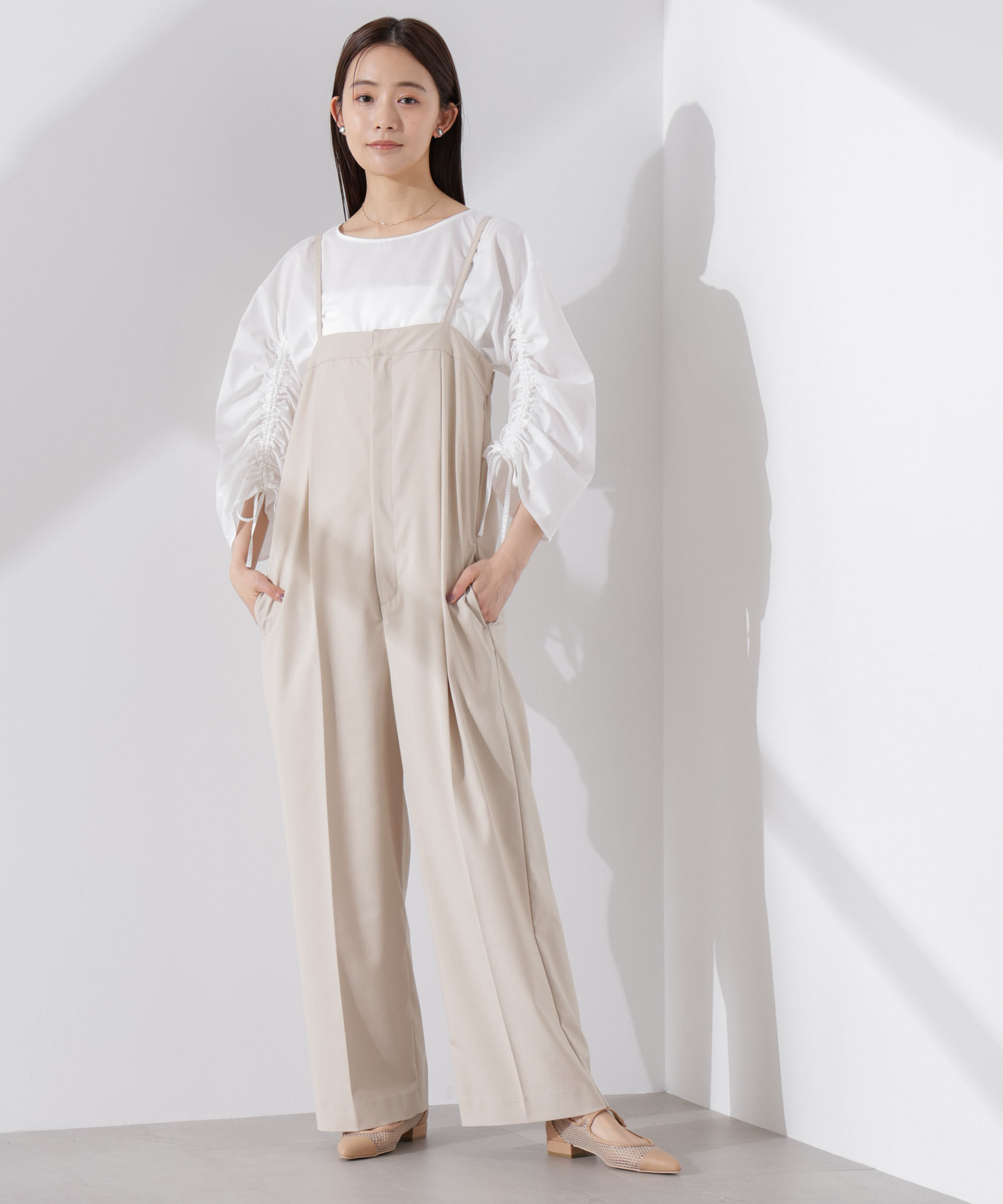 nano･universe「ドロストギャザースリーブプルオーバーシャツ」|シャツ・ブラウス|