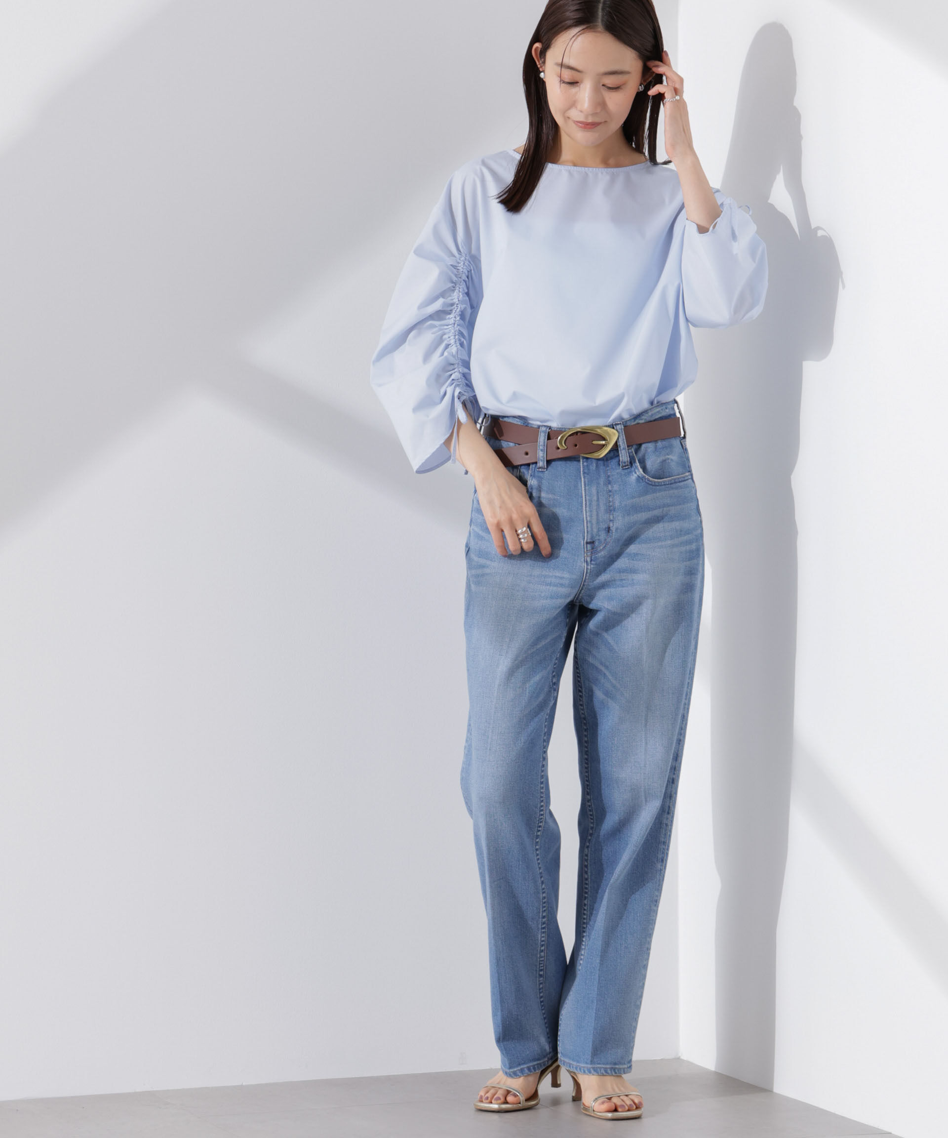 nano･universe「ドロストギャザースリーブプルオーバーシャツ」|シャツ・ブラウス|