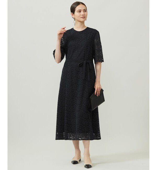 自由区「【洗える】フラワーリーフコードレース ワンピース」|ワンピース|