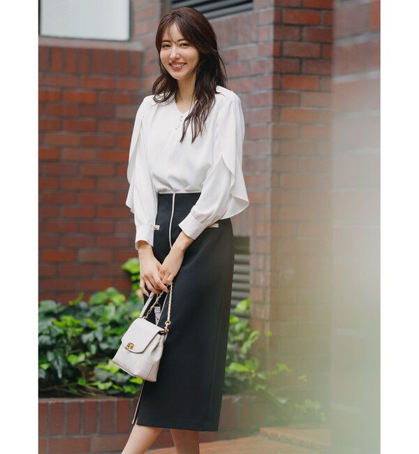 ANY SIS「【全方位 好印象】フェミニンブラウス&times;ビットタイトスカート セット」|スーツ|ブラック