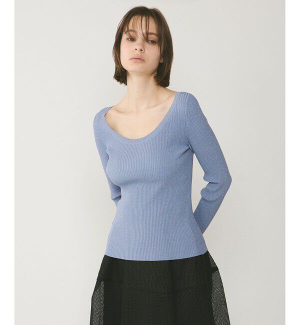  「ハイゲージラメニットトップ」|ニット・セーター|ブルー
