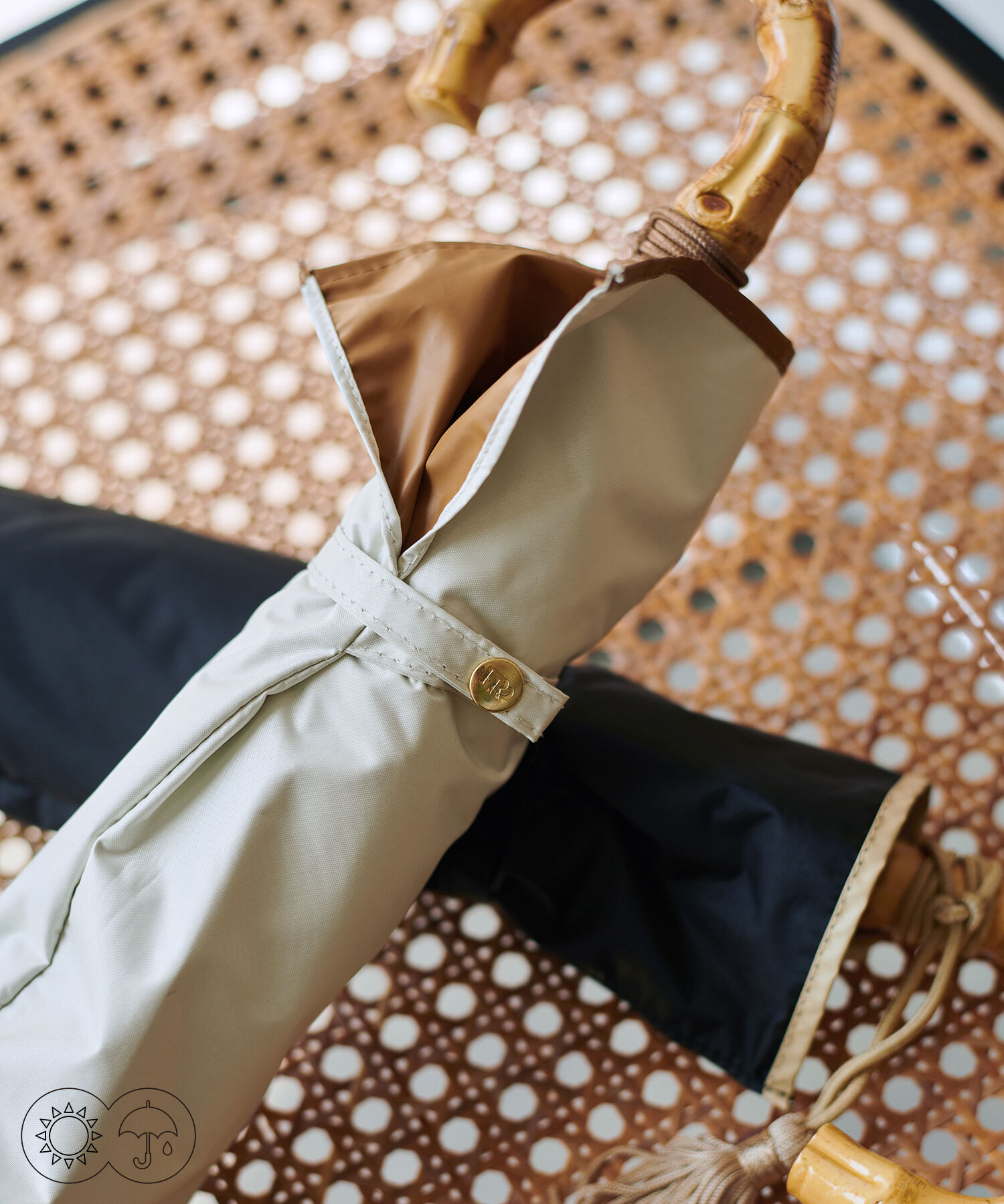 ROPE「バイカラーコンパクトパラソル（折りたたみ傘/日傘）【晴雨兼用/UVカット】【完全遮光生地】」|傘|