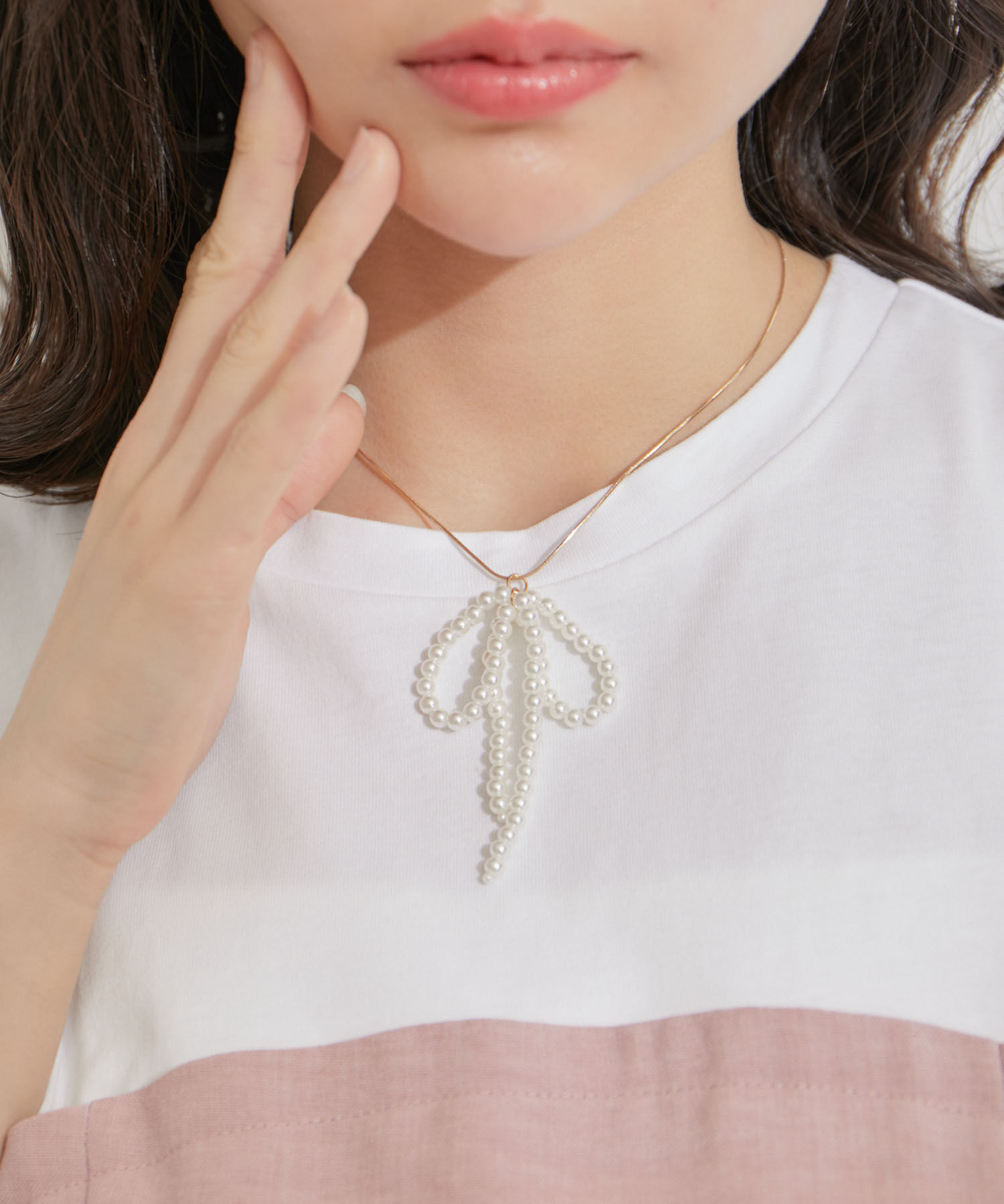 VIS「パールリボントップネックレス」|ネックレス|ゴールド(90)