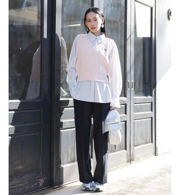 VIS「【美easy】コンフォートストレートワイドパンツ/イージーケア・UVケア・セットアップ対応」|スラックス|