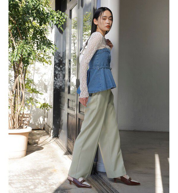 VIS「【美easy】コンフォートストレートワイドパンツ/イージーケア・UVケア・セットアップ対応」|スラックス|