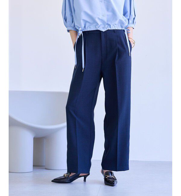 VIS「【美easy】ワンタックワイドスラックスパンツ【接触冷感/洗える】」|スラックス|