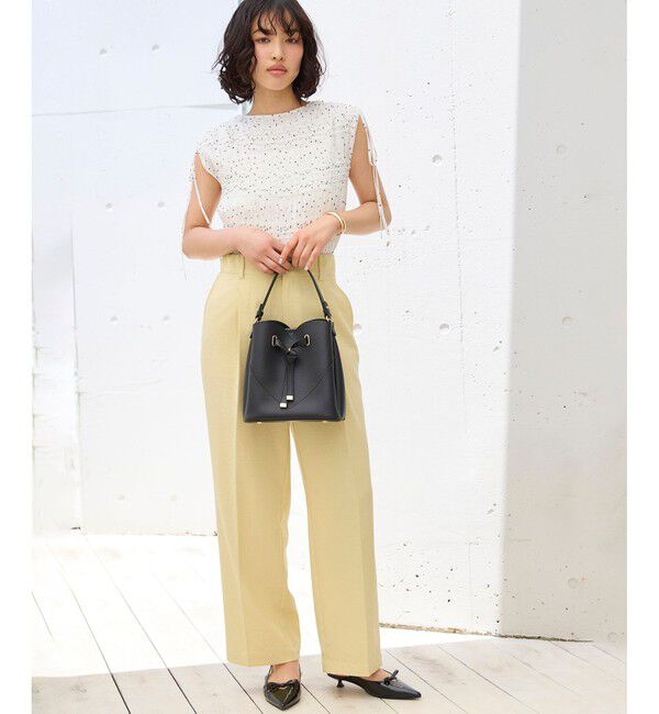 VIS「【美easy】ワンタックワイドスラックスパンツ【接触冷感/洗える】」|スラックス|