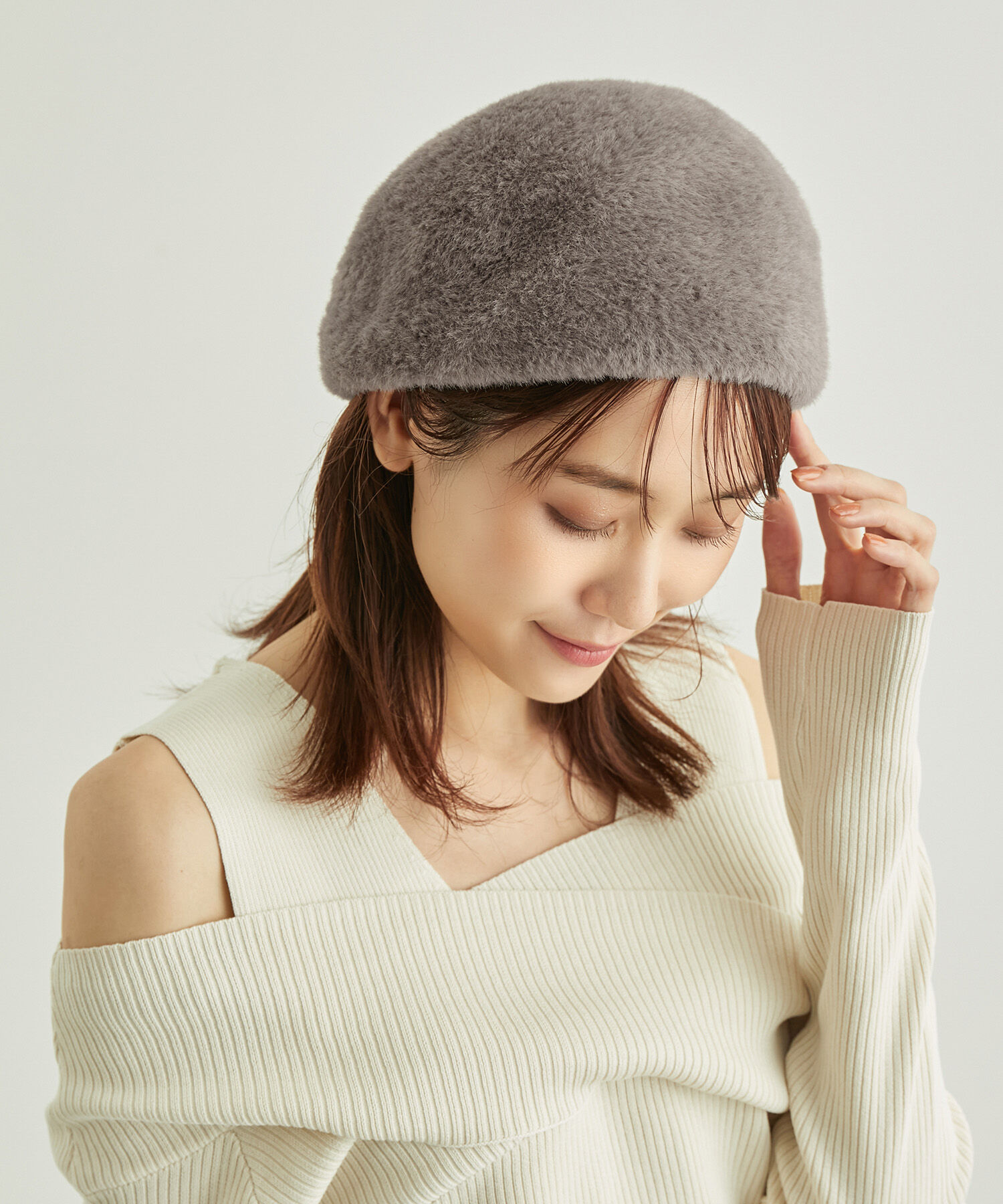 ROPE PICNIC PASSAGE「シャギーベレー帽」|ハンチング・ベレー帽|グレー(07)