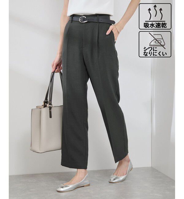 Rope&rsquo;Picnic「【吸水速乾・防シワ】エフォートレスリラックススティックパンツ/通勤・セットアップ対応」|チノ|チャコール(06)