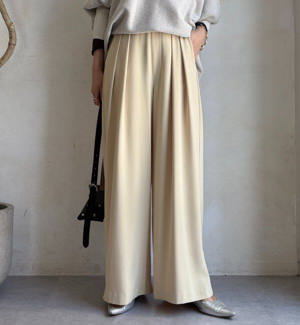  「【累計販売数3万枚突破/22色４サイズ展開！】タックワイドパンツ」|チノ|イエロー