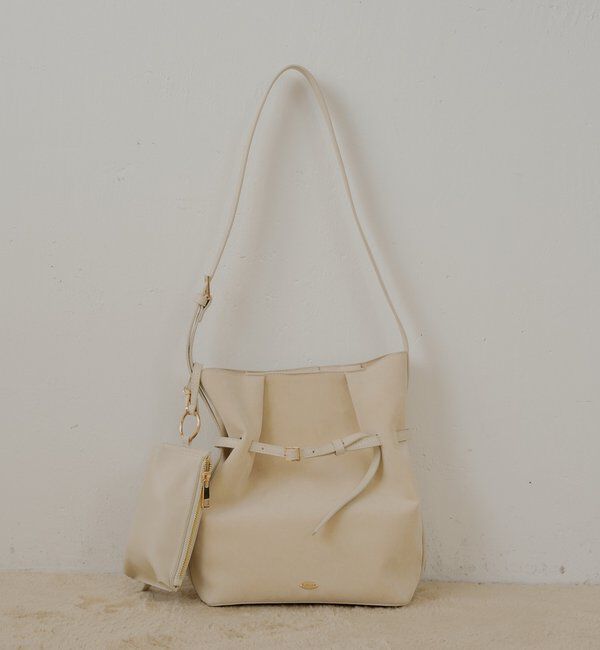  「スマホポーチ付きベルトデザインショルダーバッグ」|ショルダー・メッセンジャー|アイボリー