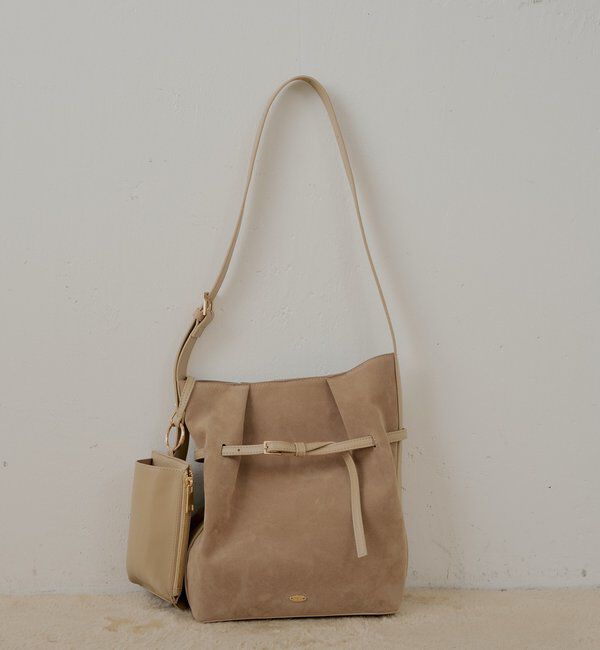  「スマホポーチ付きベルトデザインショルダーバッグ」|ショルダー・メッセンジャー|ベージュ