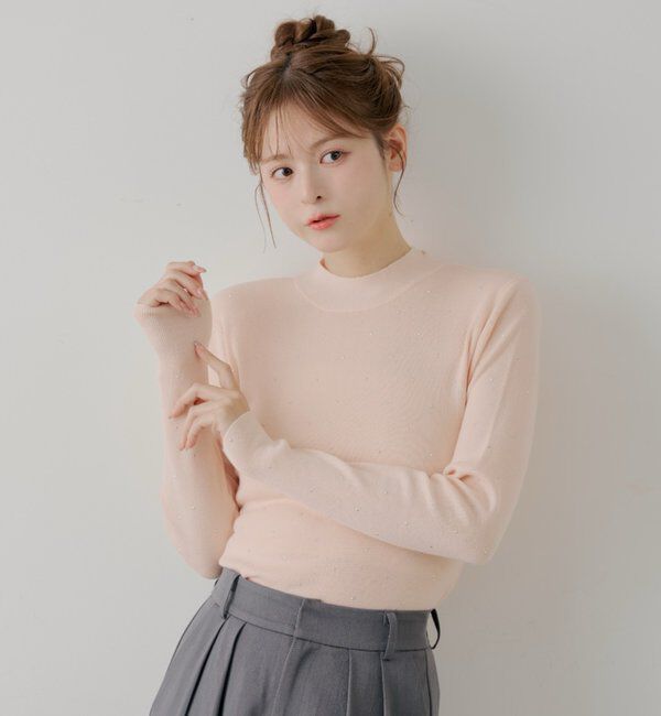  「【SALON by Chico】ラインストーンバック開きリボンニット」|ニット・セーター|