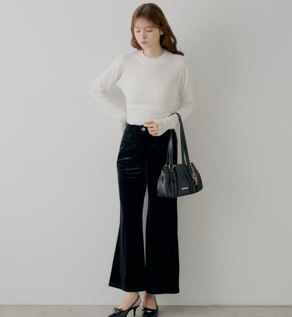  「【SALON by Chico】ラインストーンバック開きリボンニット」|ニット・セーター|