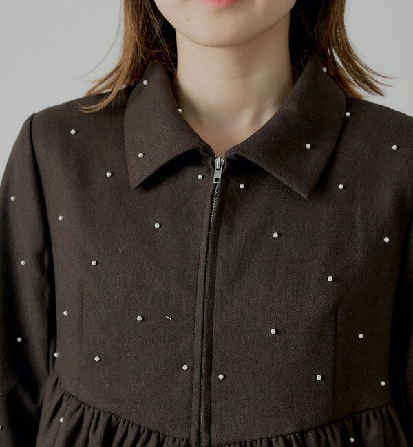  「【SALON by Chico/セットアップ対応】パールペプラムジップジャケット」|その他|