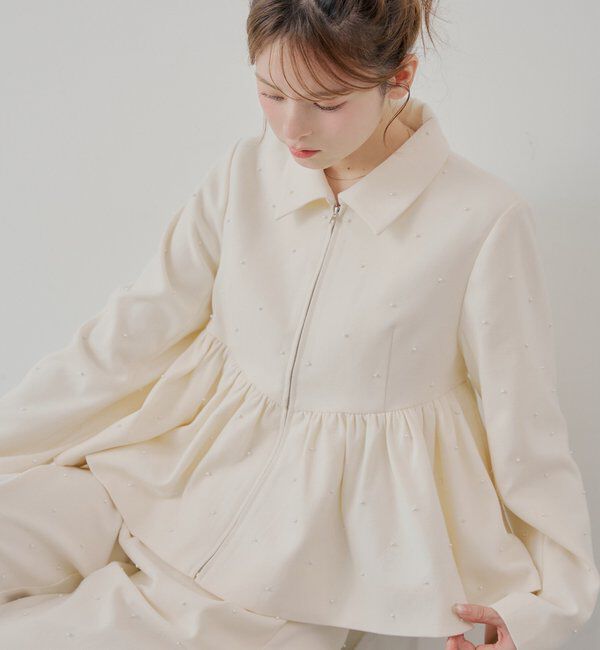  「【SALON by Chico/セットアップ対応】パールペプラムジップジャケット」|その他|