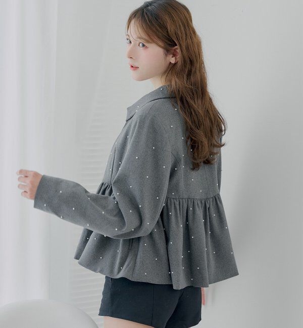  「【SALON by Chico/セットアップ対応】パールペプラムジップジャケット」|その他|