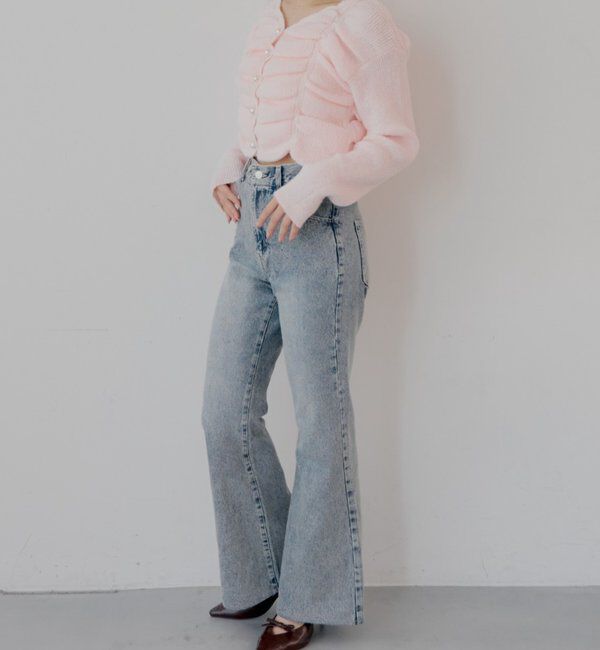  「【SALON by Chico】フロントギャザータックニットトップス」|カーディガン|