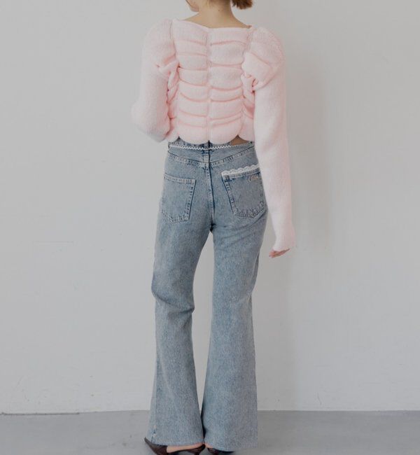  「【SALON by Chico】フロントギャザータックニットトップス」|カーディガン|