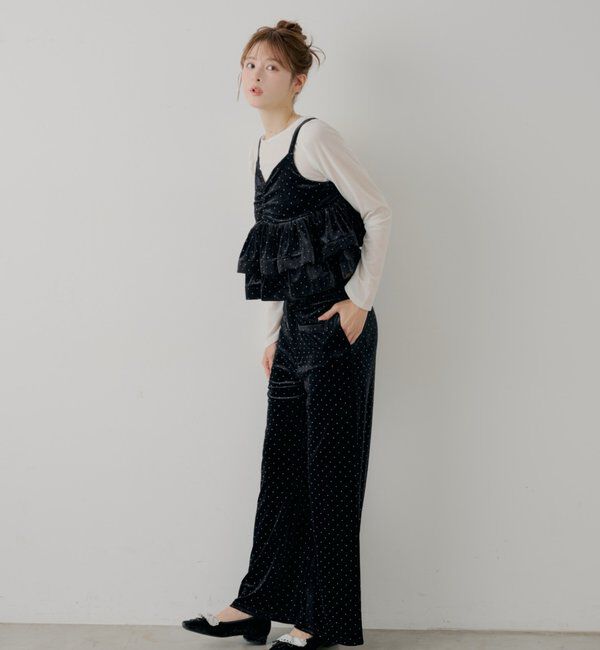  「【SALON by Chico/セットアップ対応】ベロア刺繍ラッフルビスチェ」|シャツ・ブラウス|