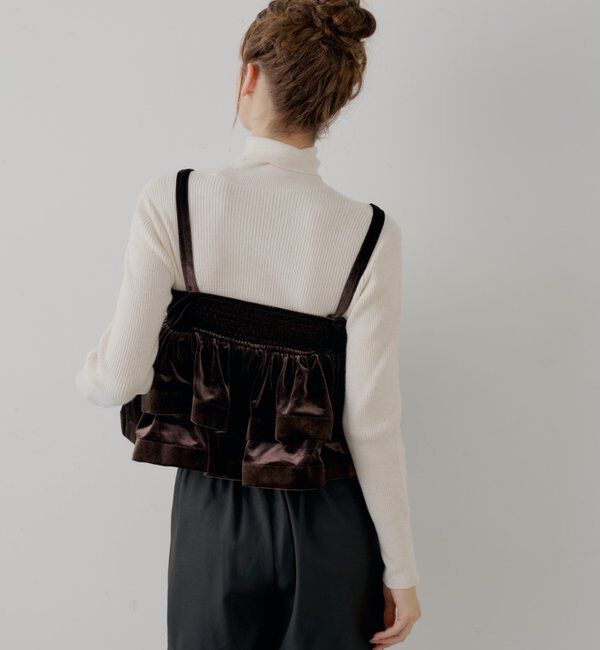  「【SALON by Chico/セットアップ対応】ベロア刺繍ラッフルビスチェ」|シャツ・ブラウス|