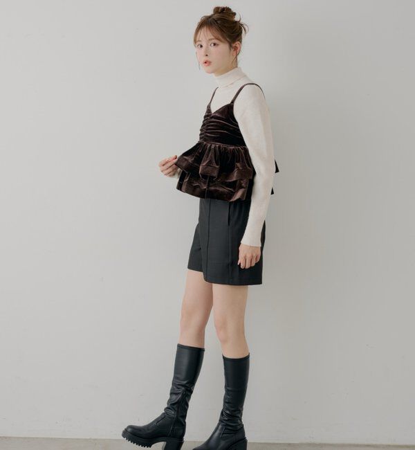  「【SALON by Chico/セットアップ対応】ベロア刺繍ラッフルビスチェ」|シャツ・ブラウス|