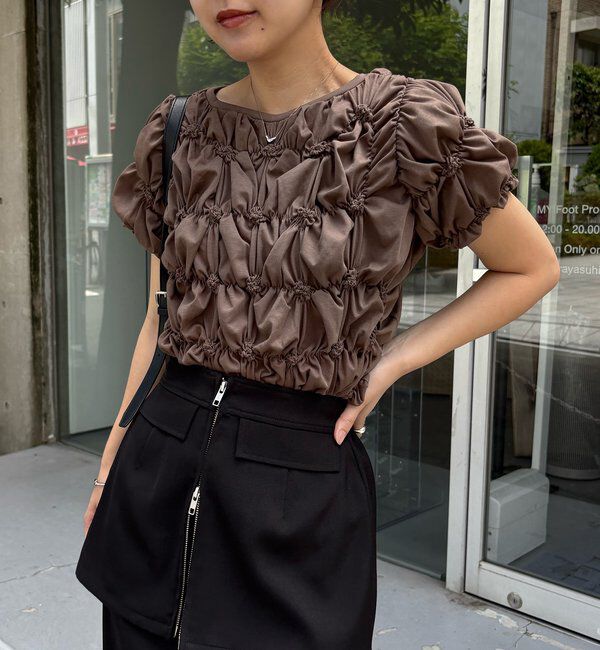  「【新色追加/全骨格◎】シャーリングホイップTシャツ」|Tシャツ・カットソー|ブラウン