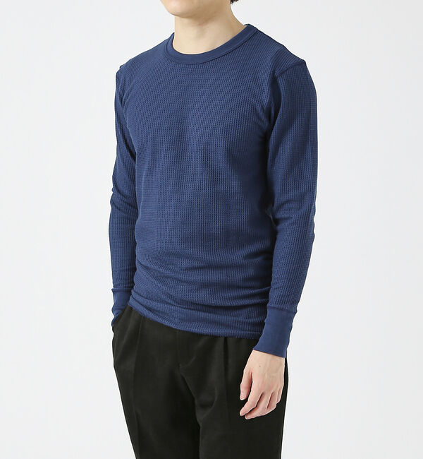ABAHOUSE「【JEMORGAN/ジェーイーモーガン】ワッフル クルーネック ロングスリーブ」|Tシャツ・カットソー|ネイビー