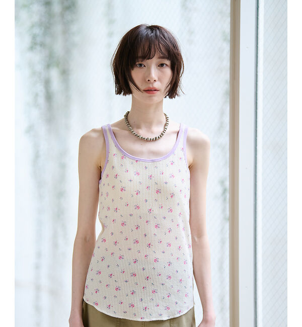 Rouge vif「【JEMORGAN / ジェーイーモーガン】クレリックタンクトップ/花柄/カップ」|キャミソール|